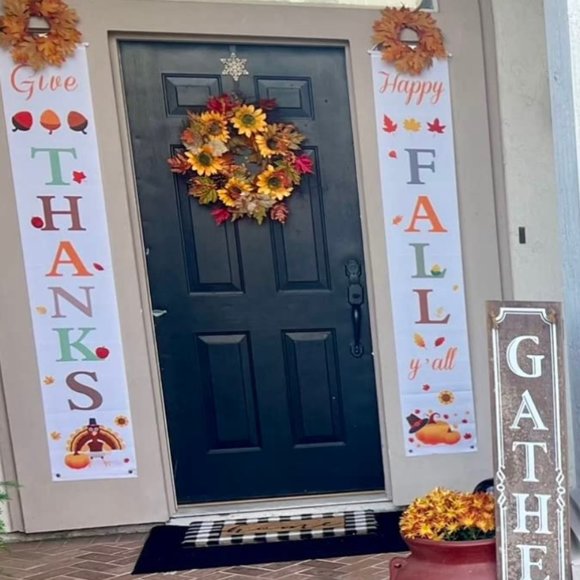 Thanksgiving Signs Banners Front Door Decorations Fall Decor Outdoor Porch Set - Picture 4 of 7